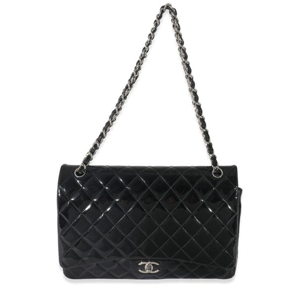 Chanel Black Quilted Patent Leather Classic Maxi Flap Bag - Picture 4 of 7